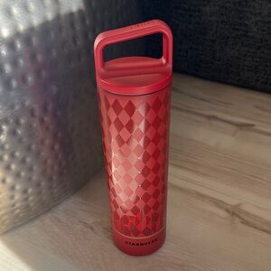 NWT Starbucks x MiiR 2025 Holiday Red Checkered SS Bottle Tumbler & Lid Handle